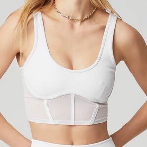 ALO Yoga Airbrush White Mesh Corset Tank